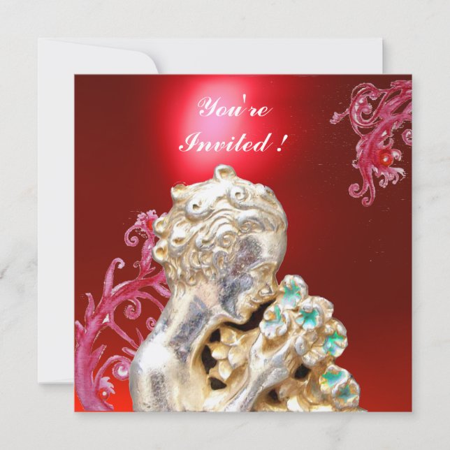 GIRL WITH FLOWERS ,Red Ruby Invitation (Front)