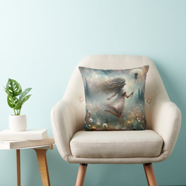 Girl With Fluffy Dandelion  Cushion (Chair)