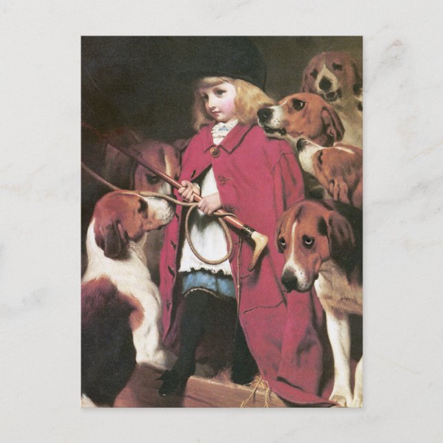 Girl with Foxhounds - Vintage Art - Charles Barber Postcard (Front)