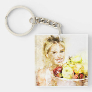 Girl with fruits   key ring