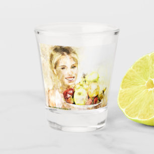 Girl with fruits shot glass