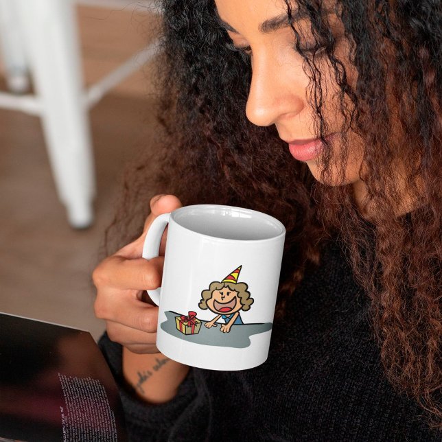 Girl with Gift and Party Hat Birthday Celebration Coffee Mug (Creator Uploaded)