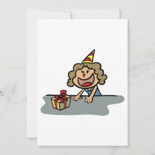 Girl with Gift and Party Hat Birthday Celebration Invitation