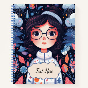 Girl with glasses Spiral Notebook
