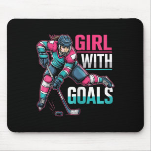 Girl With Goals Hockey Woman Mouse Pad