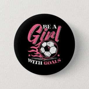 Girl With Goals Women Soccer Player 6 Cm Round Badge