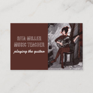 Girl with guitar business card