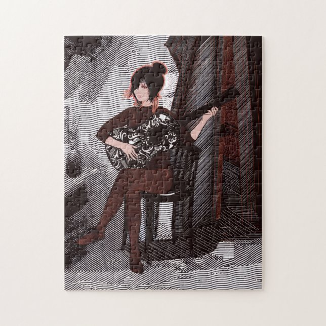 Girl with guitar jigsaw puzzle (Vertical)