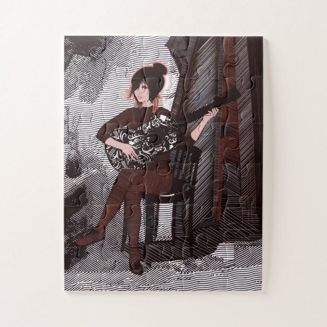 Girl with guitar  jigsaw puzzle (Vertical)