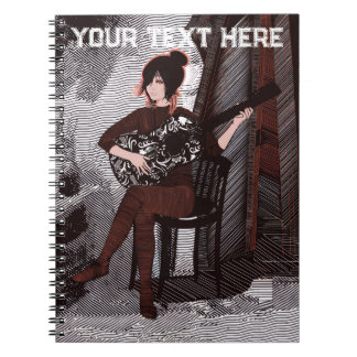 Girl with guitar  notebook