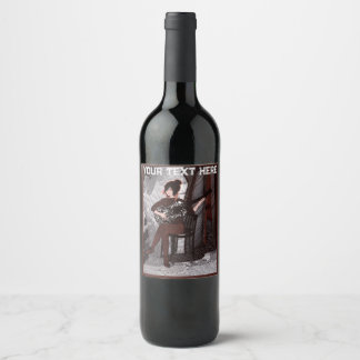 Girl with guitar  wine label