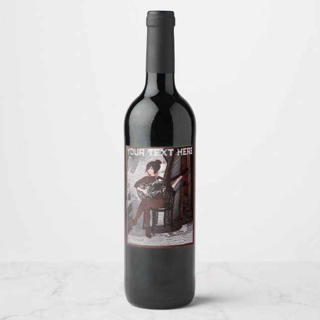 Girl with guitar  wine label (Front)