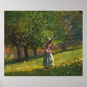 Girl with Hay Rake Poster