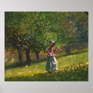 Girl with Hay Rake Poster