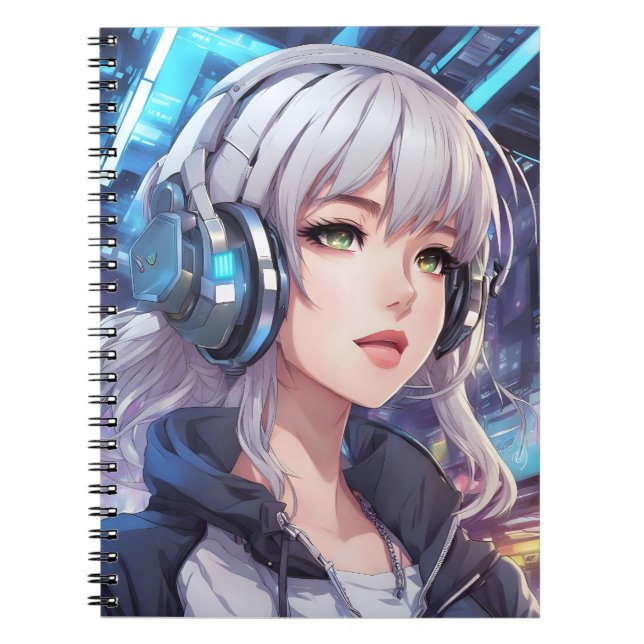 Girl with headphones notebook (Front)