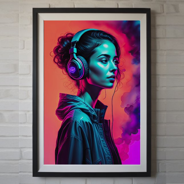 Girl with Headphones Poster (Creator Uploaded)
