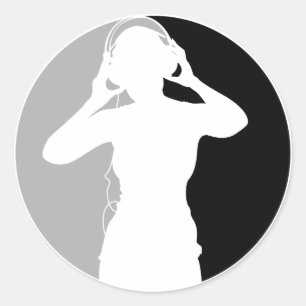 Girl with Headphones Sticker