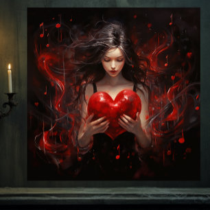 Girl with Heart Canvas Print