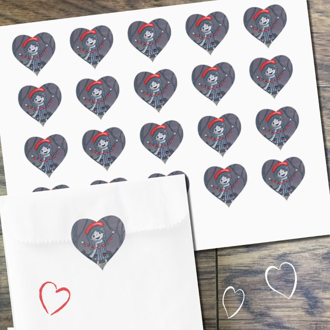 Girl with Heart Garland Valentine's Day Stickers (Creator Uploaded)
