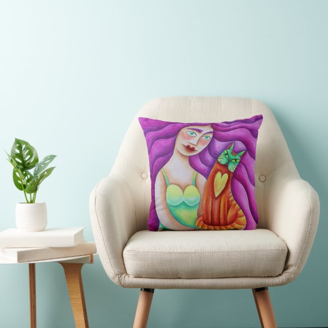 Girl with her cat cushion (Chair)
