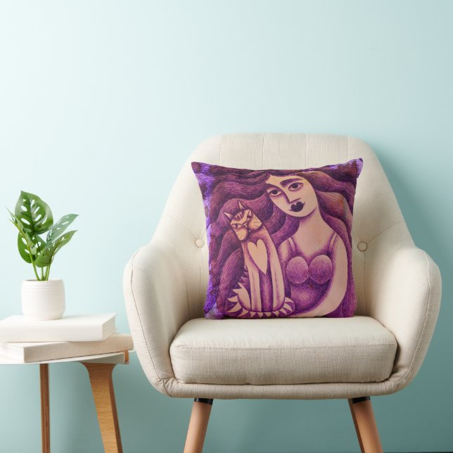 Girl with her cat cushion (Chair)