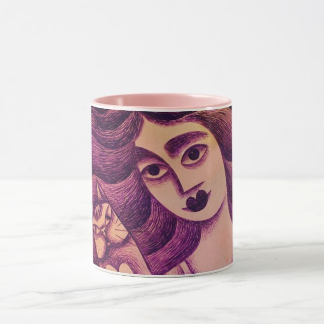 Girl with her cat mug (Center)