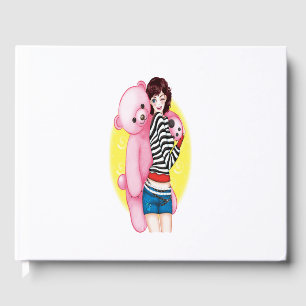 girl with her panda guest book