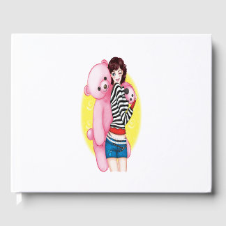 girl with her panda guest book