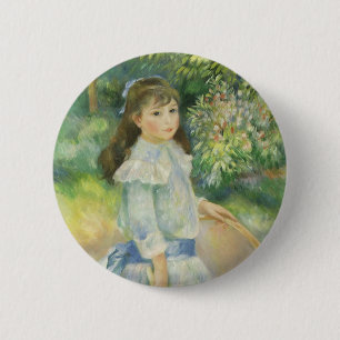 Girl with Hoop by Pierre Renoir, Vintage Fine Art 6 Cm Round Badge
