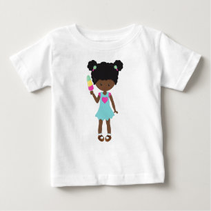 Girl With Ice Cream, African American Girl, Dress Baby T-Shirt
