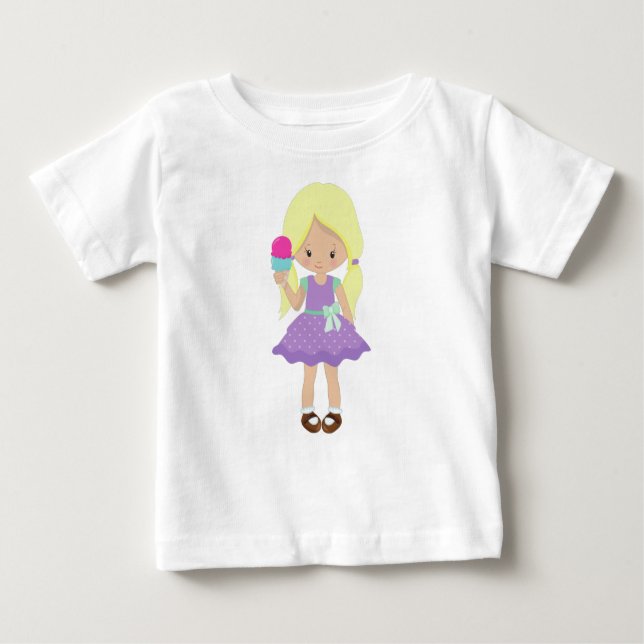 Girl With Ice Cream, Little Girl, Blonde Hair Baby T-Shirt (Front)
