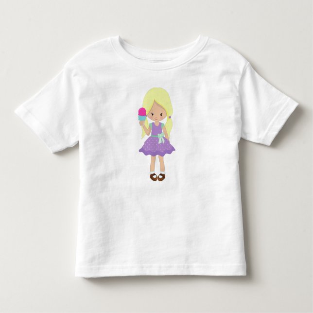Girl With Ice Cream, Little Girl, Blonde Hair Toddler T-Shirt (Front)
