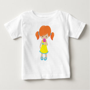 Girl With Ice Cream, Orange Hair, Cute Girl Baby T-Shirt