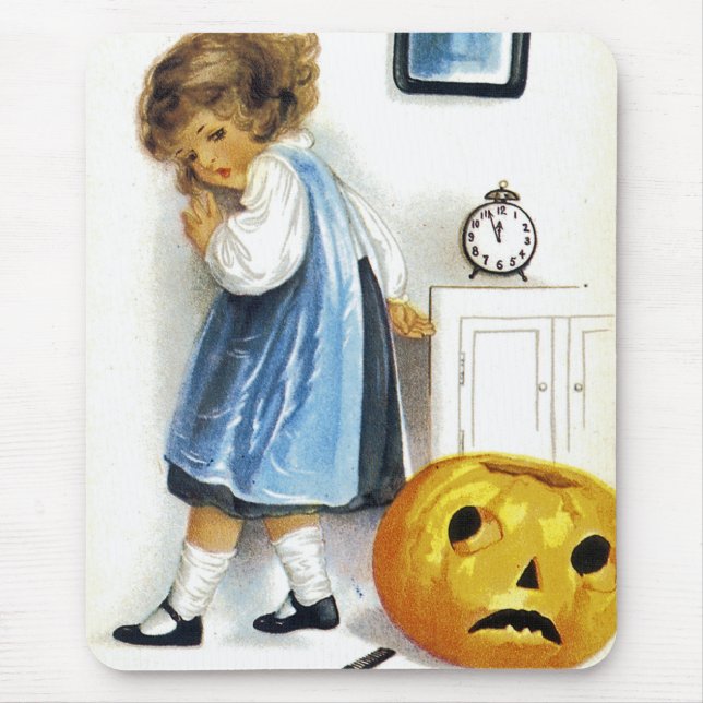 Girl with Jack o' Lantern Mouse Pad (Front)