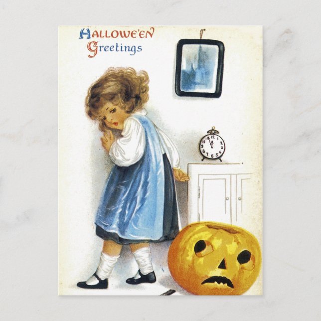 Girl with Jack o' Lantern Postcard (Front)