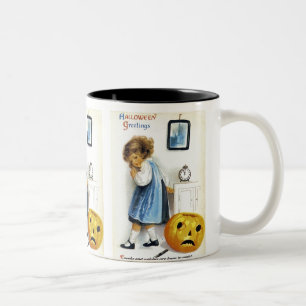 Girl with Jack o' Lantern Two-Tone Coffee Mug