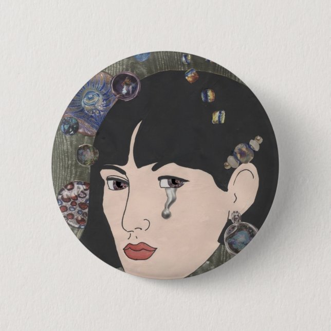 Girl With Kaleidoscope Eyes 6 Cm Round Badge (Front)