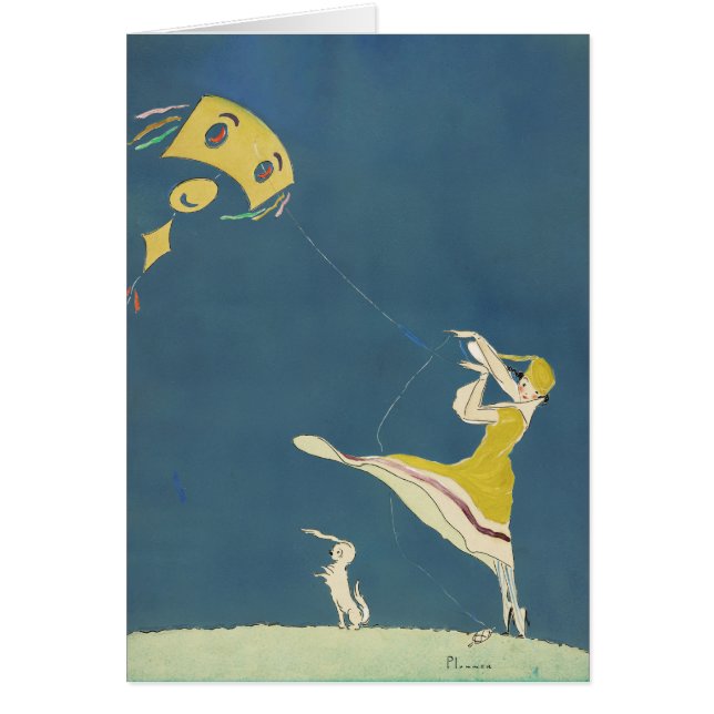 Girl with kite and dog (1917) (Front)