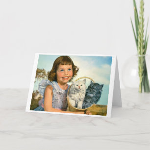 Girl with kittens in Germany Holiday Card