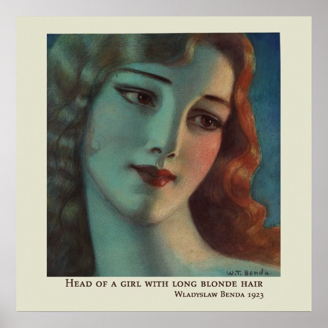 Girl with Long Blond Hair by Wladyslaw Benda Poster (Front)
