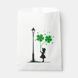 Girl with lucky clover favour bags