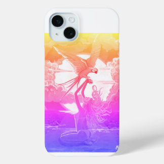Girl with Macaw at Sunset iPhone 15 Mini Case