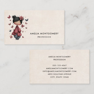 Girl with Magic Wand and Butterflies Business Card
