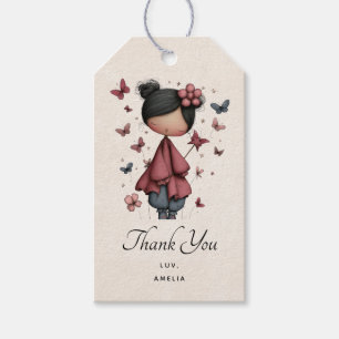 Girl with Magic Wand and Butterflies Cute Party Gift Tags
