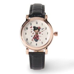 Girl with Magic Wand and Butterflies Cute Watch