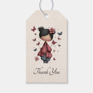 Girl with Magic Wand and Butterflies Thank You Gift Tags