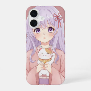 Girl with Maneki-Neko by Natasha Us iPhone 16 Case