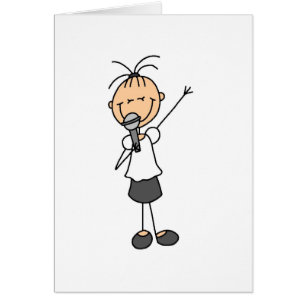 Girl With Mic Stick Figure Card
