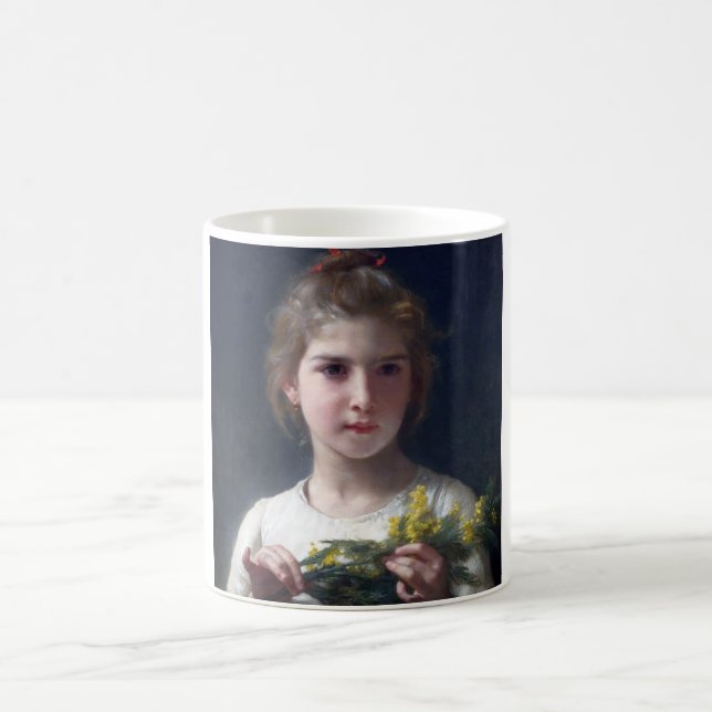 Girl with Mimosa, Bouguereau Coffee Mug (Center)