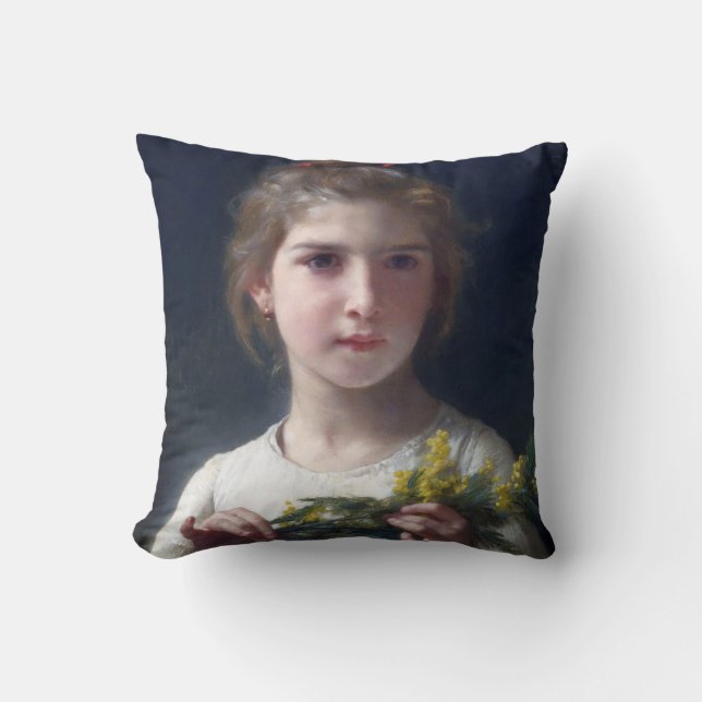 Girl with Mimosa, Bouguereau Cushion (Front)